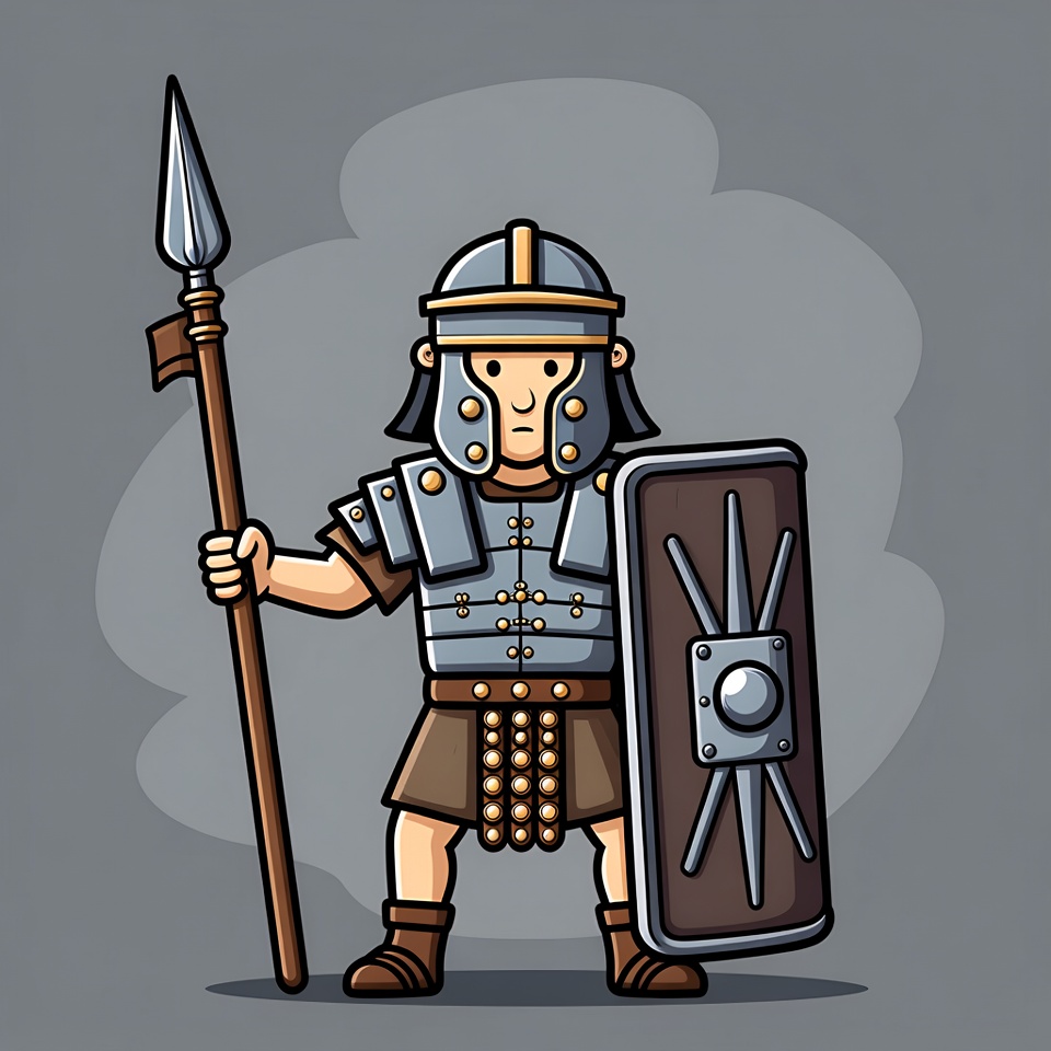 Roman soldier with spear and shield Roman soldier with spear and shield