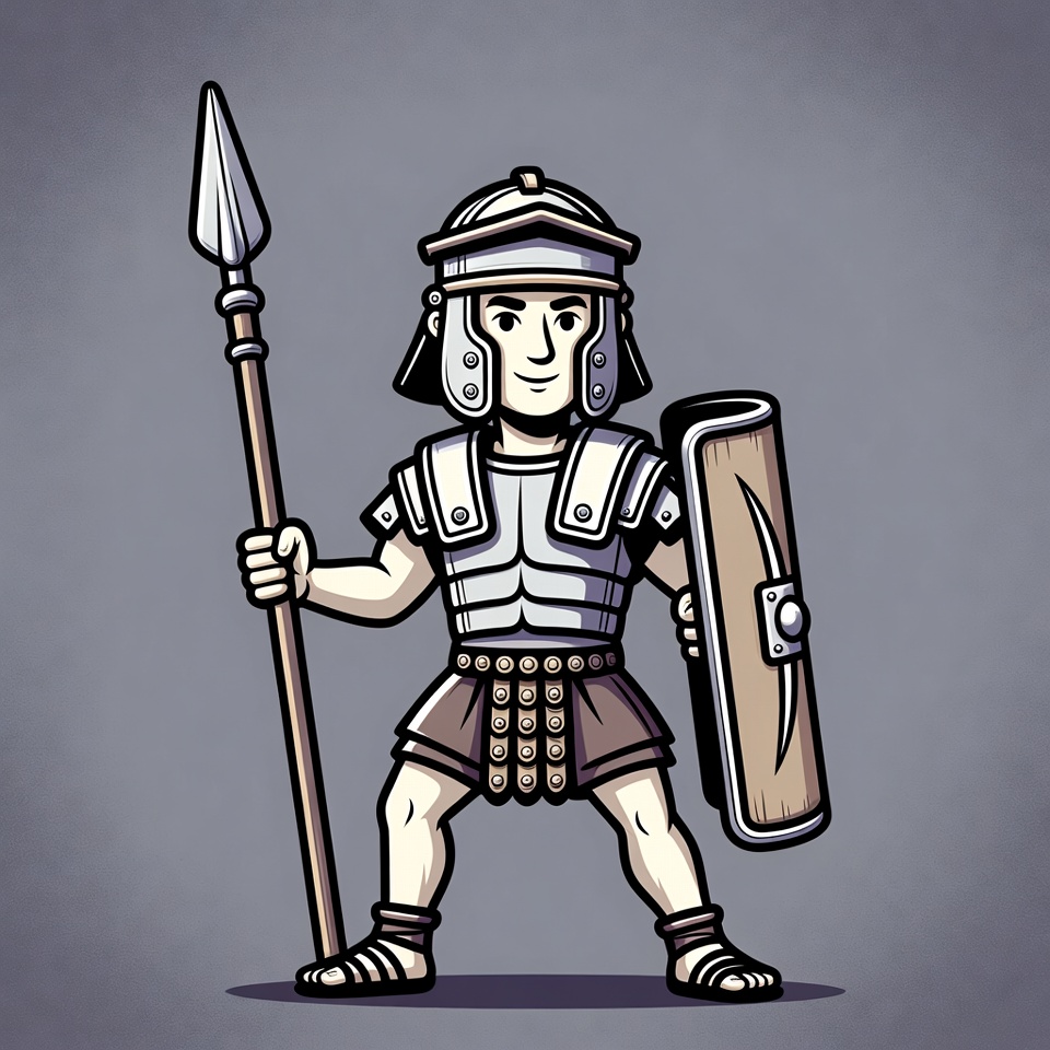 Roman soldier with spear and shield Roman soldier with spear and shield
