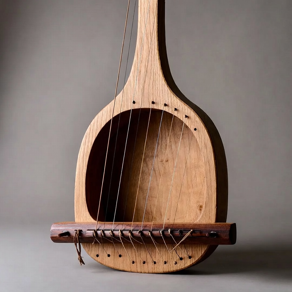 Wooden lyre on gray background Wooden lyre on gray background
