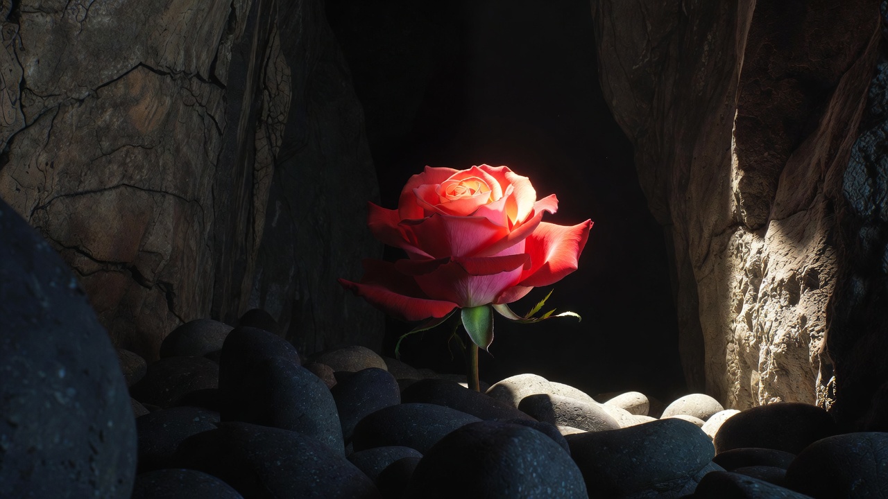 Red Rose in Dark Cave Red Rose in Dark Cave