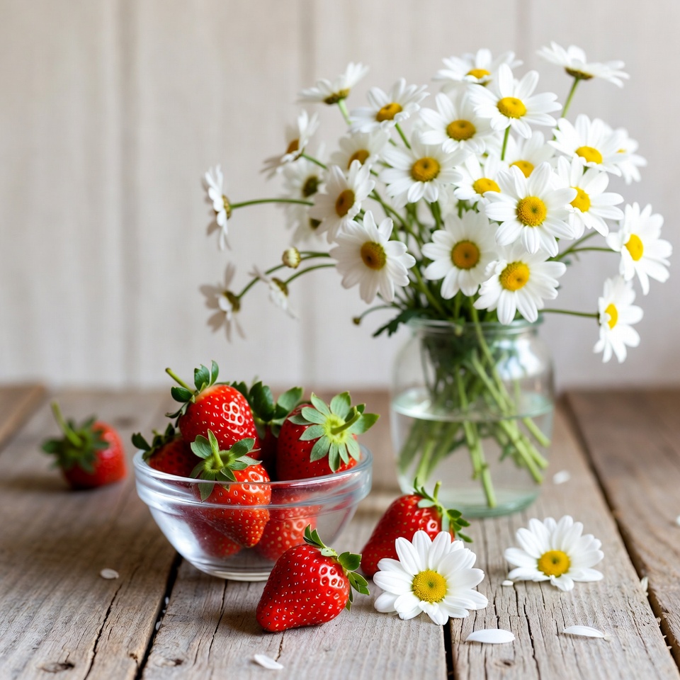 Fresh Strawberries and Daisies Fresh Strawberries and Daisies