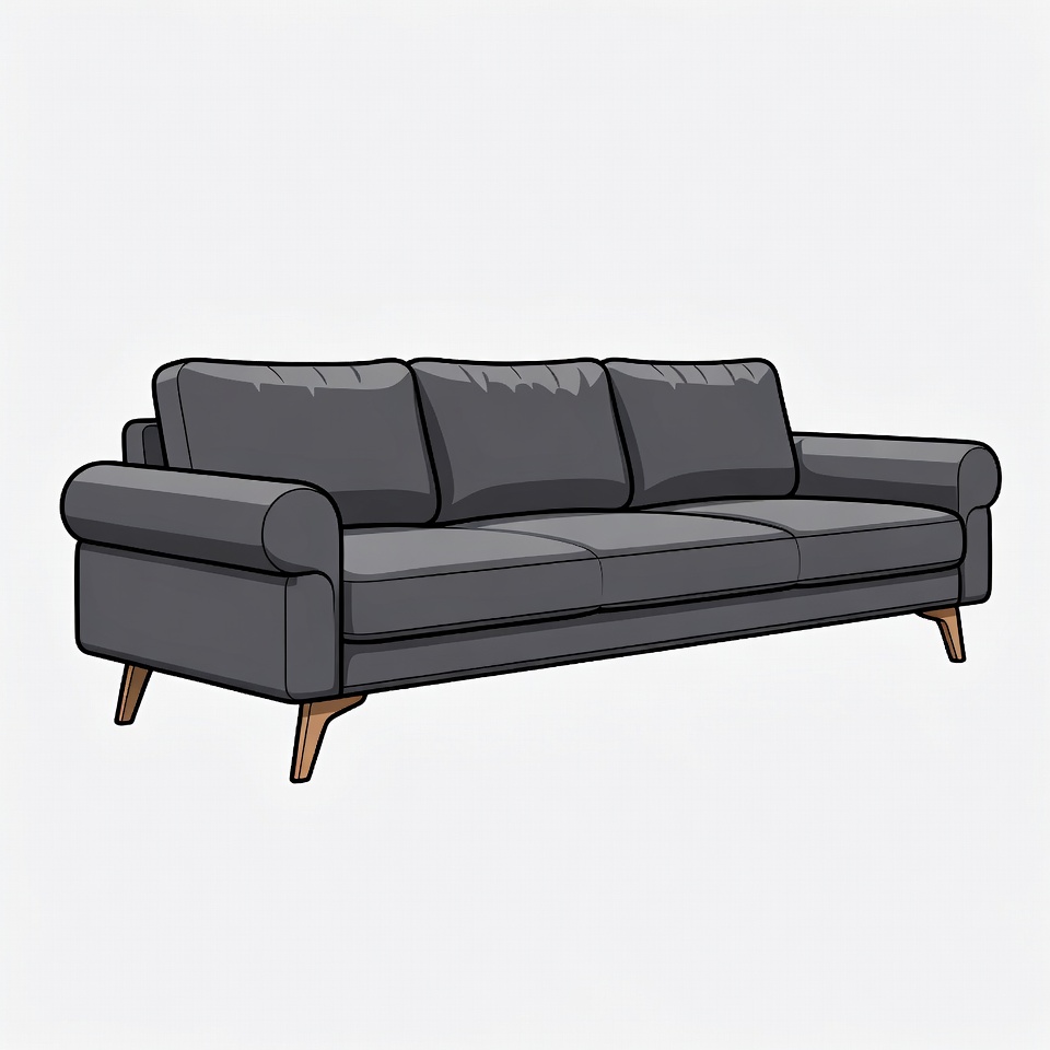 Gray three-seat sofa illustration Gray three-seat sofa illustration