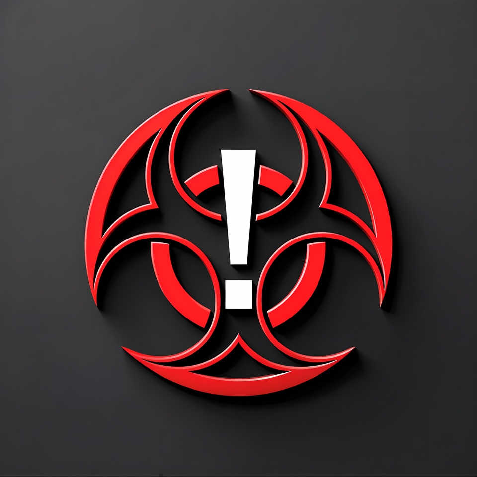 Red Biohazard Symbol with Exclamation Mark Red Biohazard Symbol with Exclamation Mark