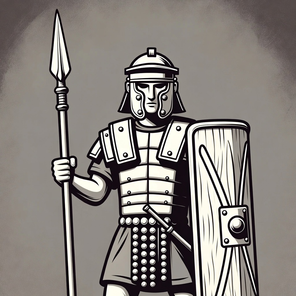 Roman soldier holding spear and shield Roman soldier holding spear and shield