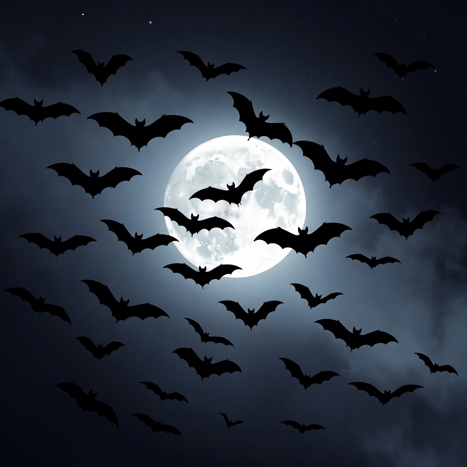 Bats Flying Around Full Moon Bats Flying Around Full Moon