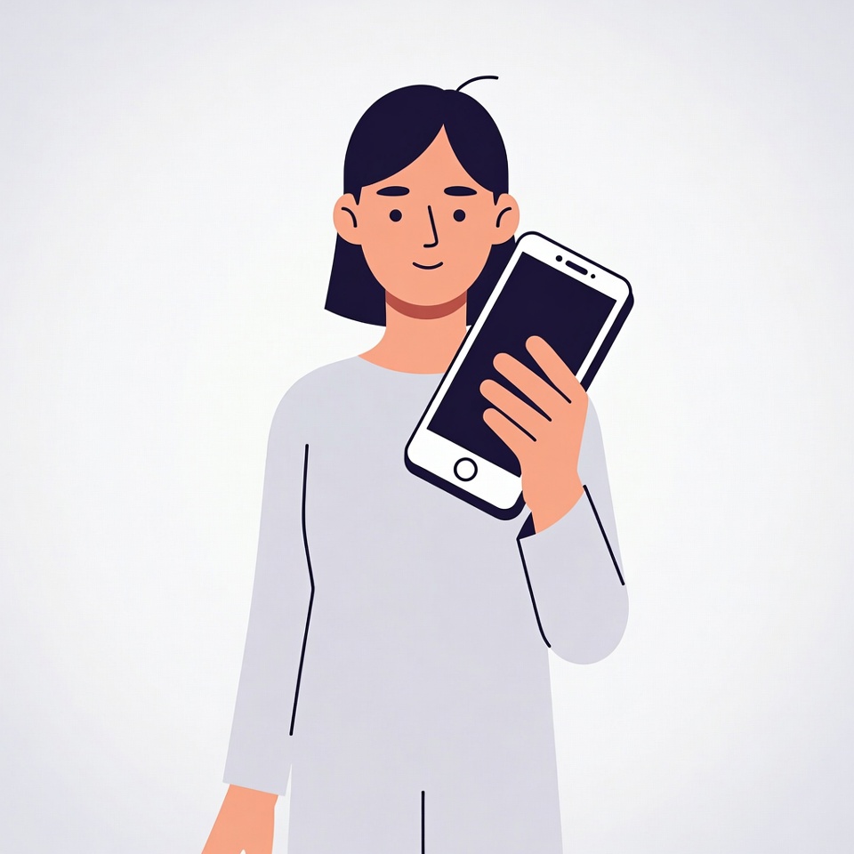 Woman holding smartphone illustration Woman holding smartphone illustration