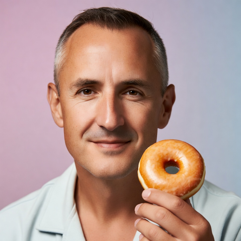 Man holding glazed donut Man holding glazed donut