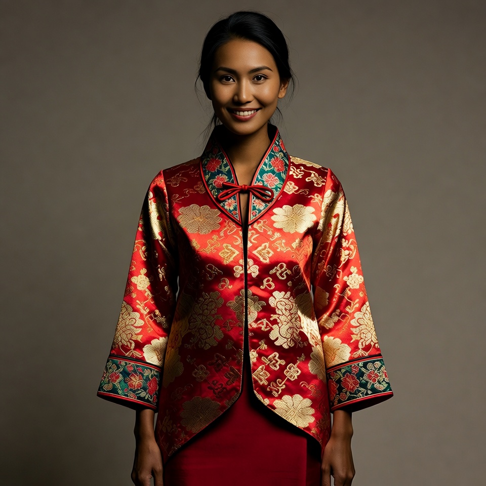 Asian woman in red cheongsam Asian woman in red cheongsam