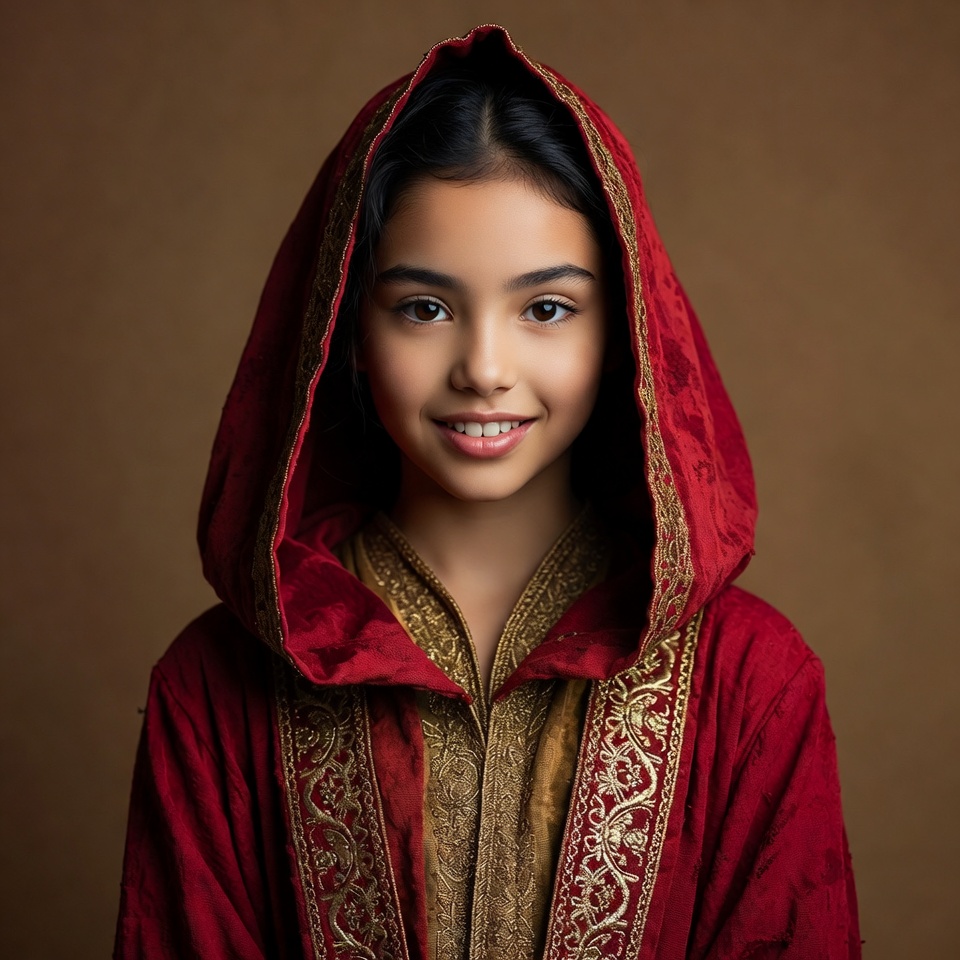 Girl in Red Embroidered Hooded Robe Girl in Red Embroidered Hooded Robe