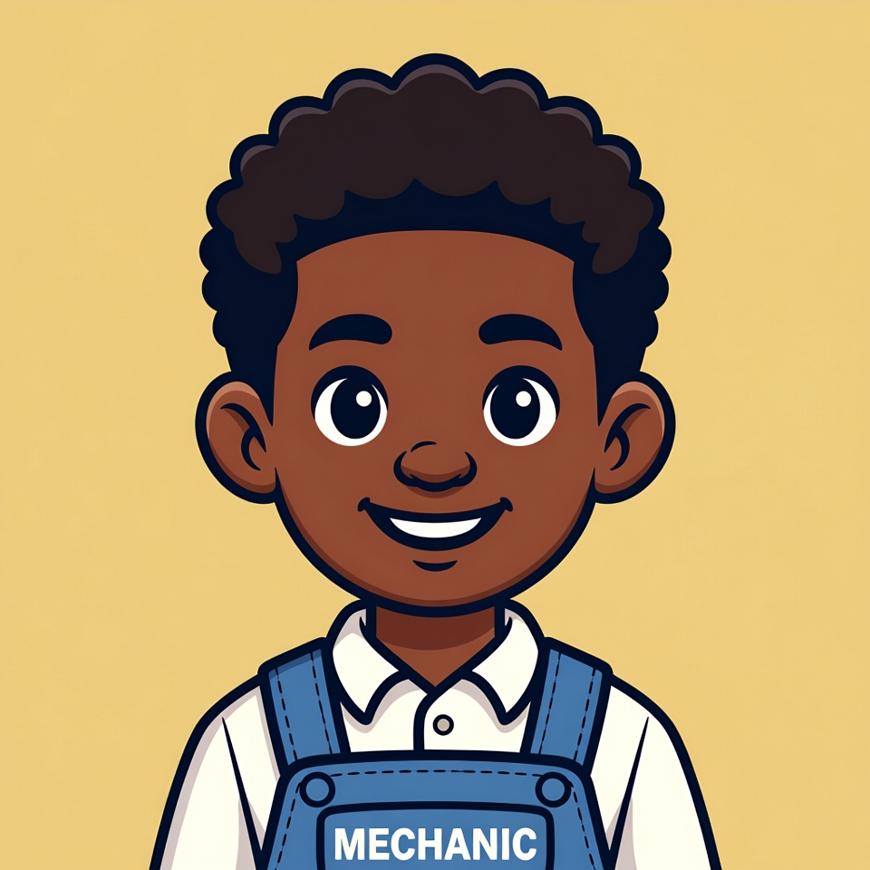 Young African-American boy mechanic illustration Young African-American boy mechanic illustration