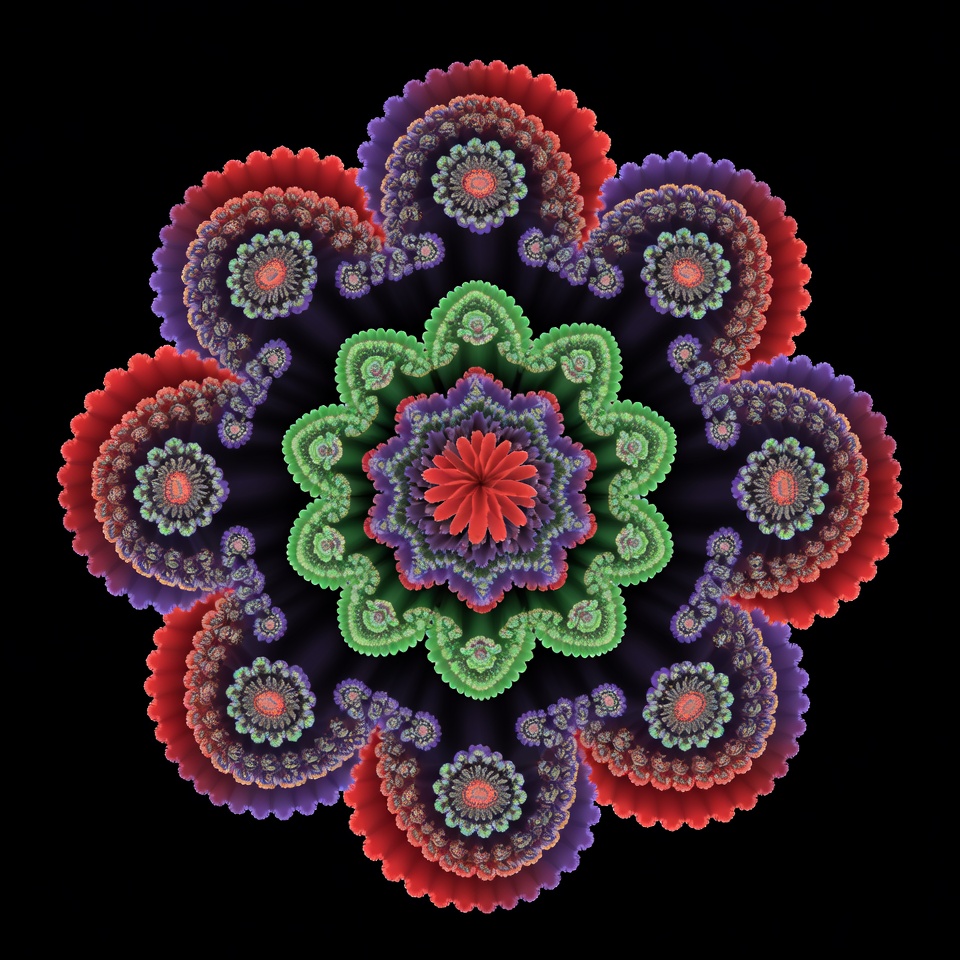 Vibrant Fractal Flower Mandala Vibrant Fractal Flower Mandala