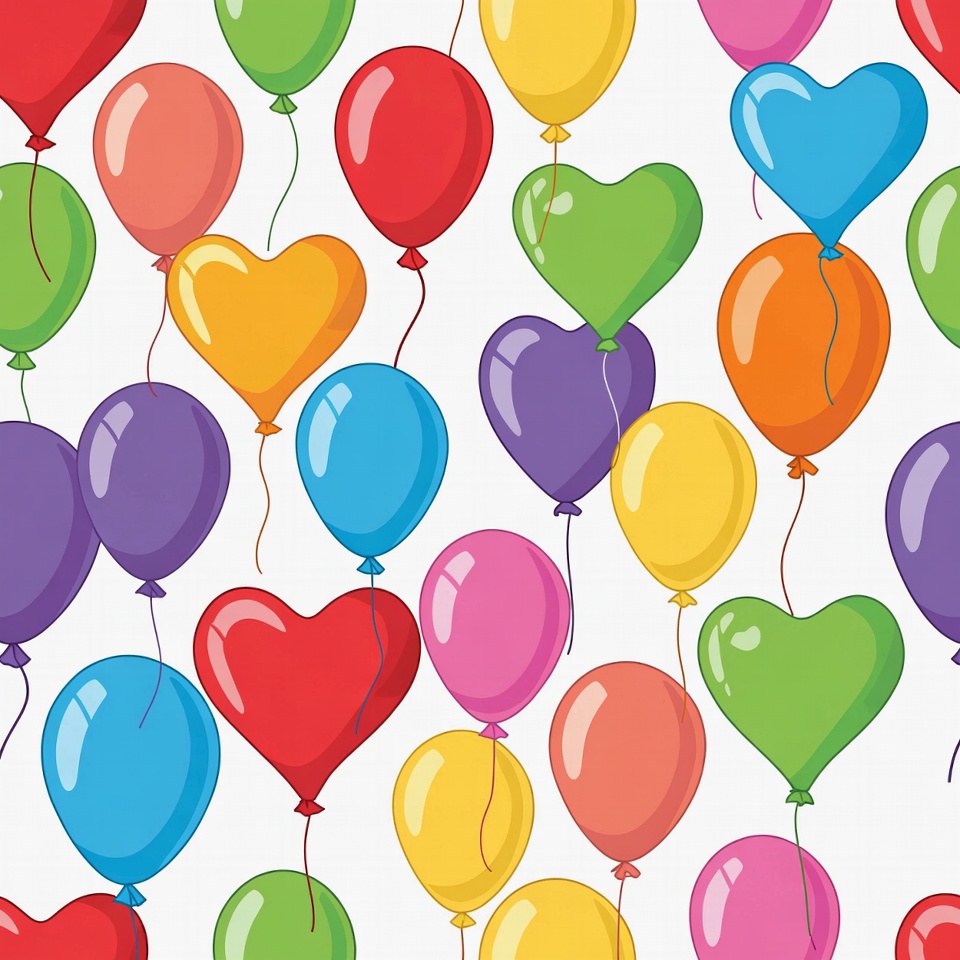 Colorful Heart Balloons Seamless Pattern Colorful Heart Balloons Seamless Pattern