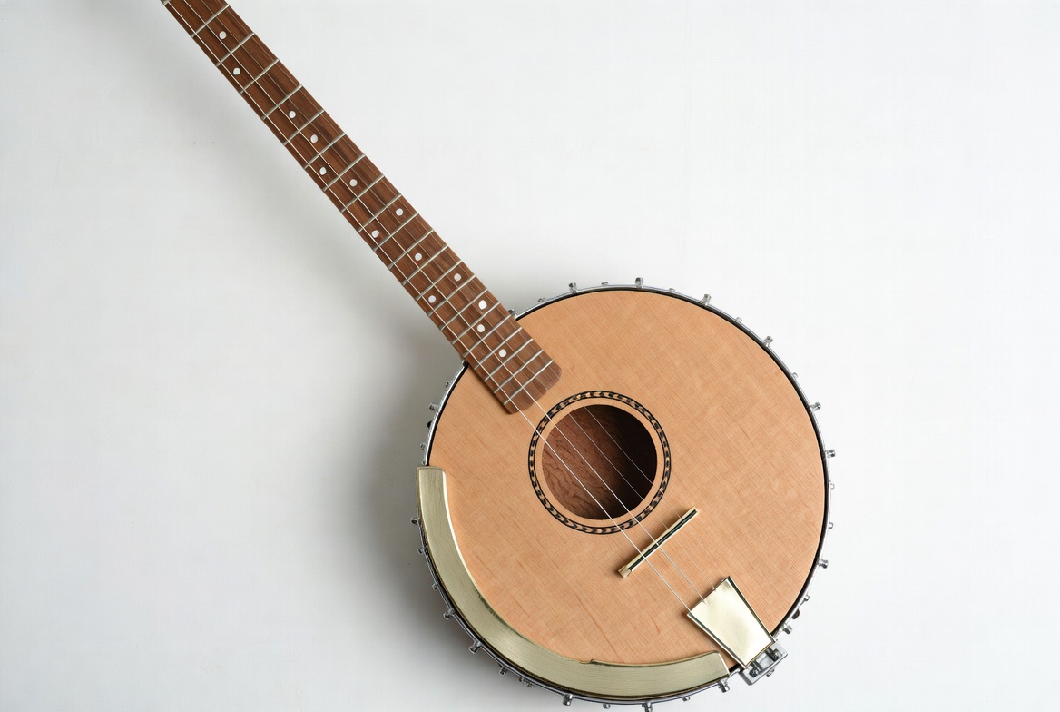 Wooden Banjo on White Background Wooden Banjo on White Background