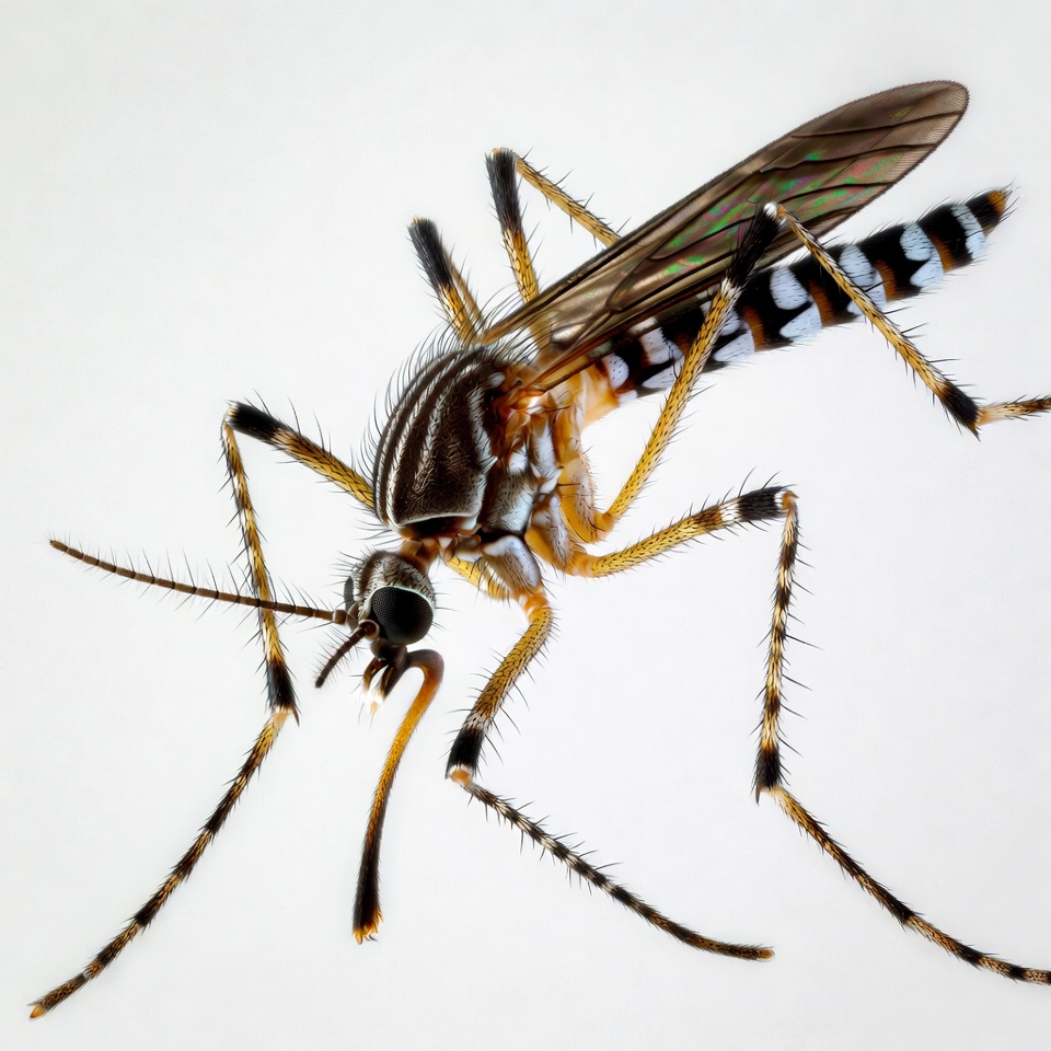 Asian Tiger Mosquito on white background Asian Tiger Mosquito on white background