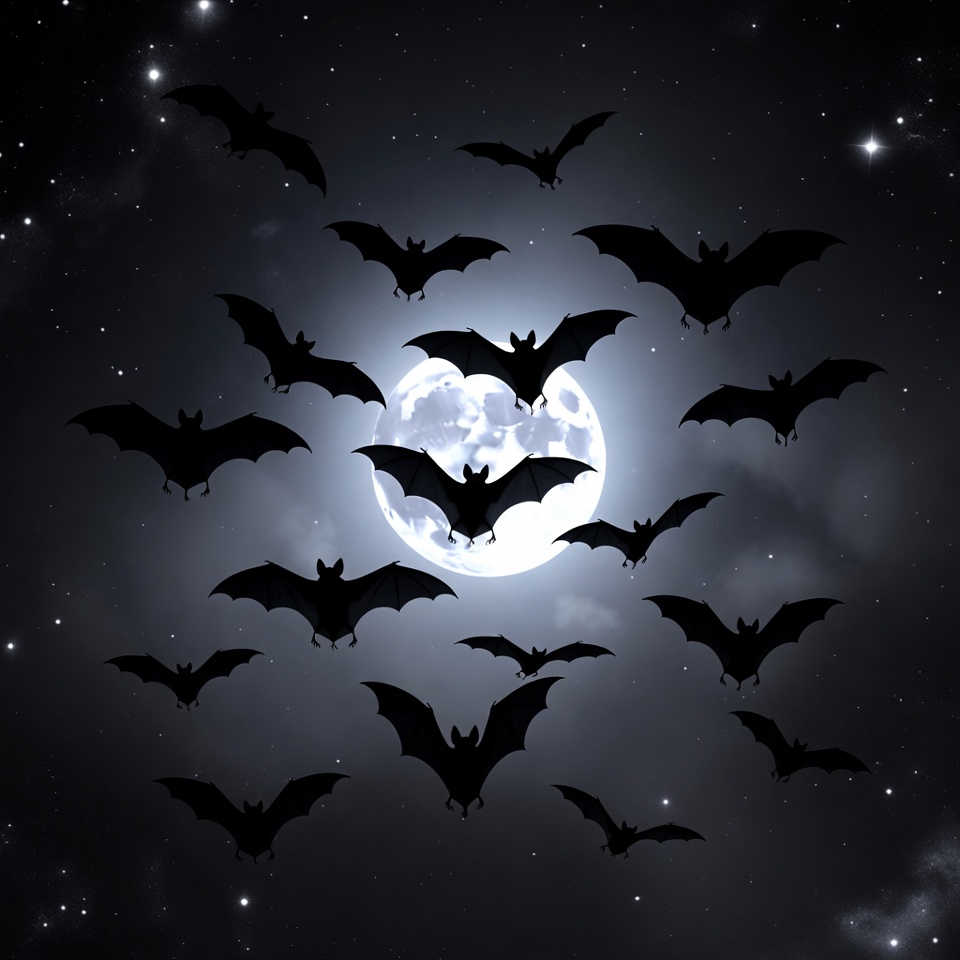 Bats Flying Around Full Moon Bats Flying Around Full Moon