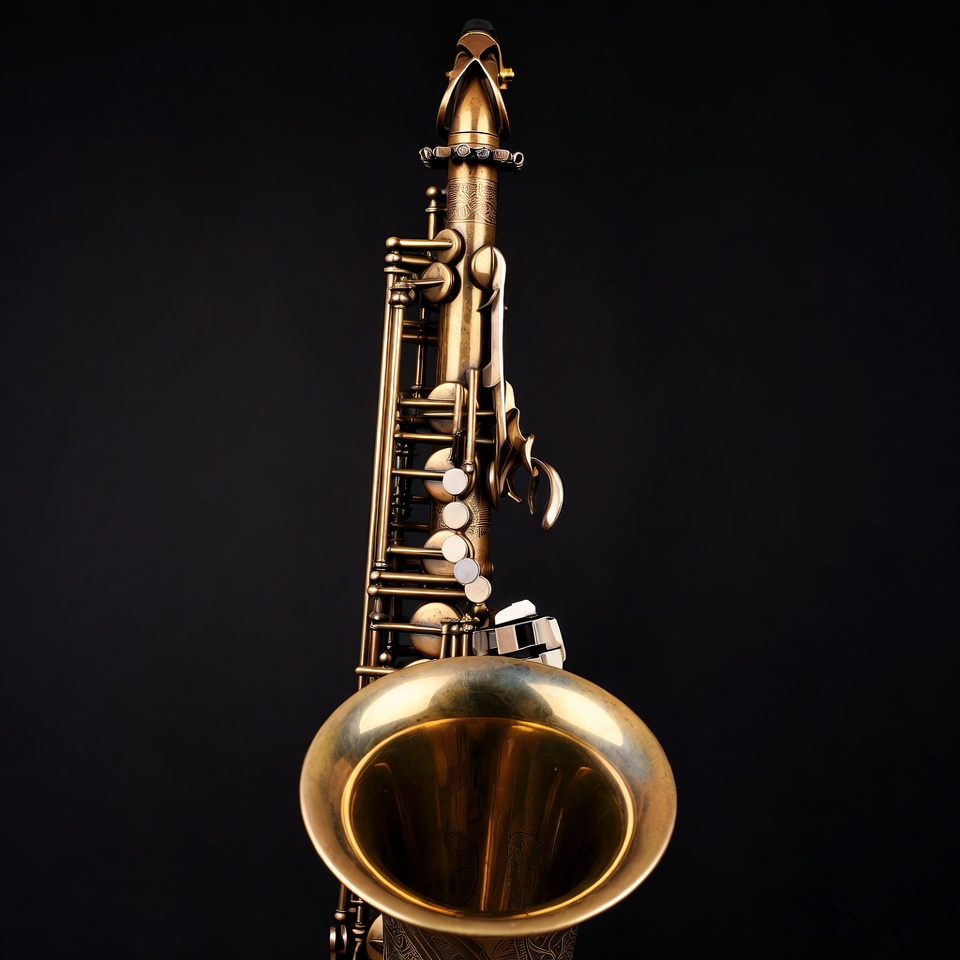 Brass Alto Saxophone on Black Background Brass Alto Saxophone on Black Background