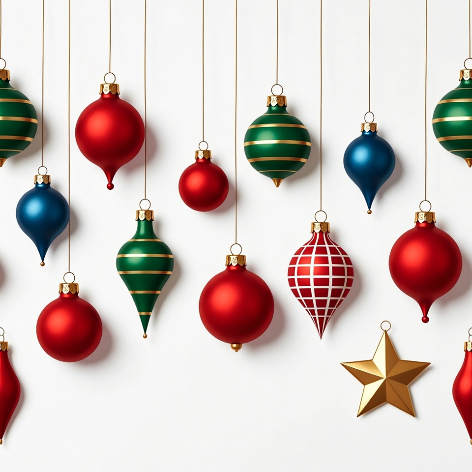 Colorful Christmas Ornaments Hanging Colorful Christmas Ornaments Hanging