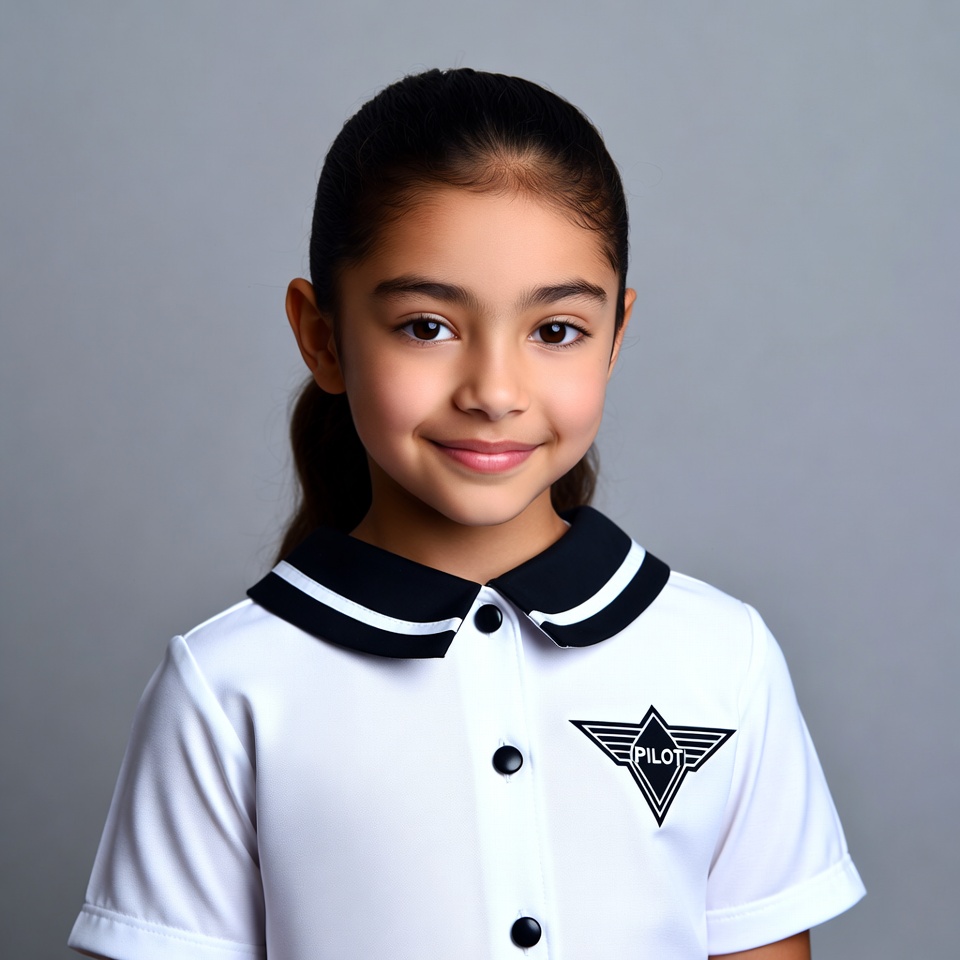 Young girl in pilot uniform Young girl in pilot uniform