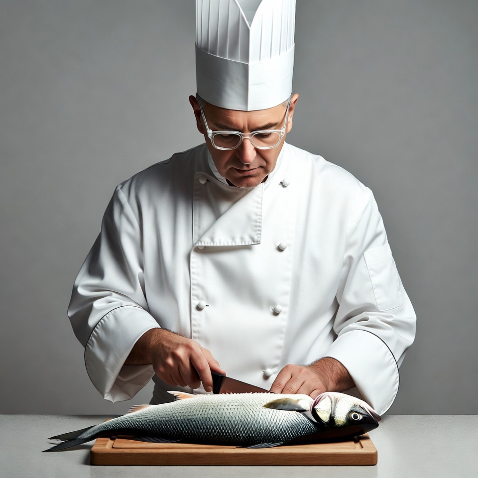 Chef filleting fish Chef filleting fish