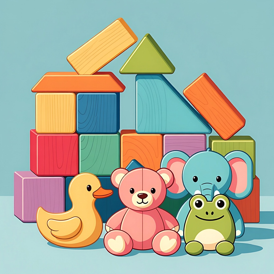Colorful building blocks with toys Colorful building blocks with toys