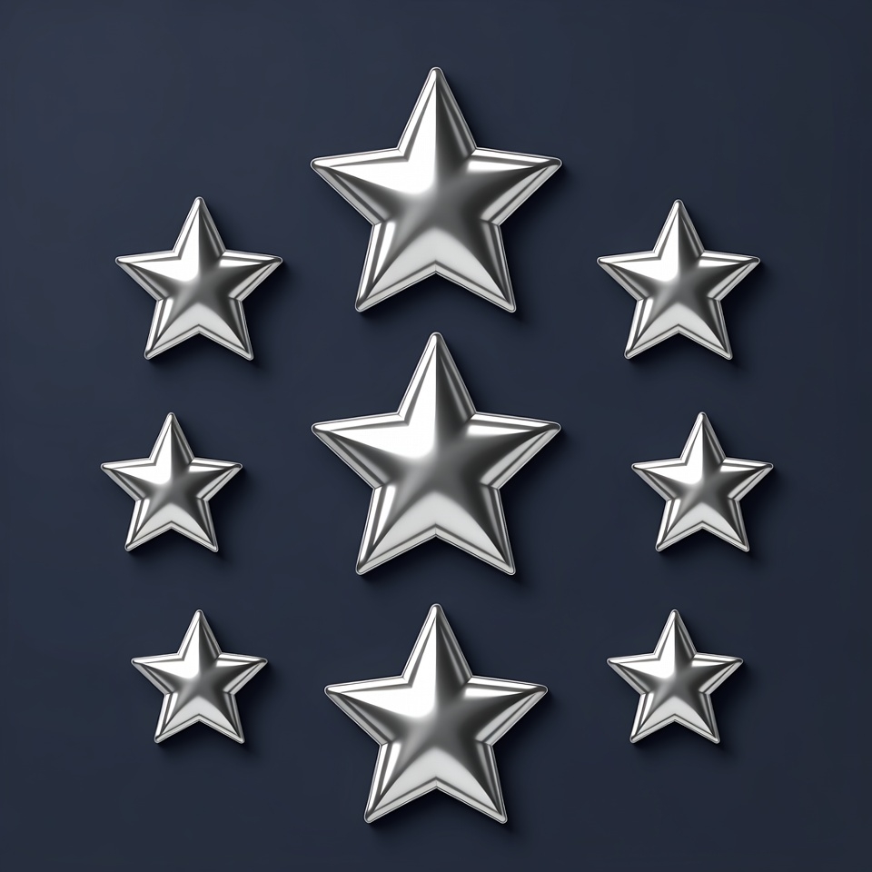Nine Silver Stars on Navy Background Nine Silver Stars on Navy Background
