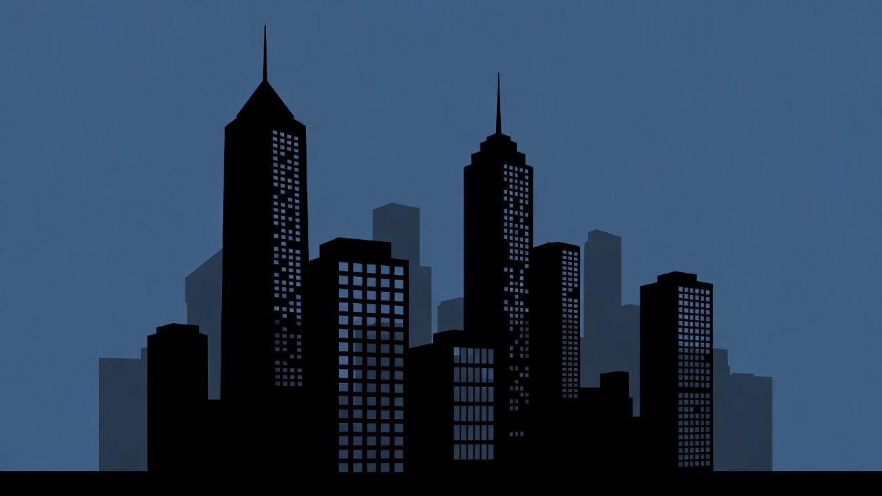 Silhouette City Skyline at Night Silhouette City Skyline at Night