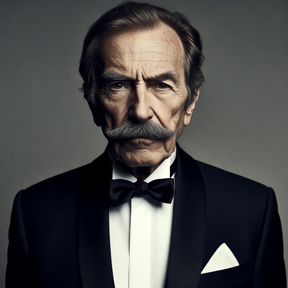Elderly man in tuxedo with mustache Elderly man in tuxedo with mustache