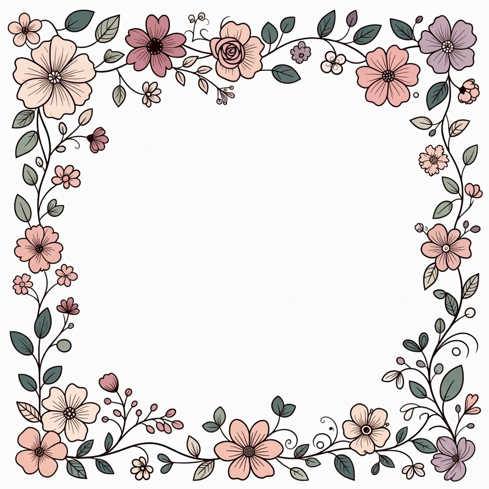 Pink Floral Frame Border Pink Floral Frame Border