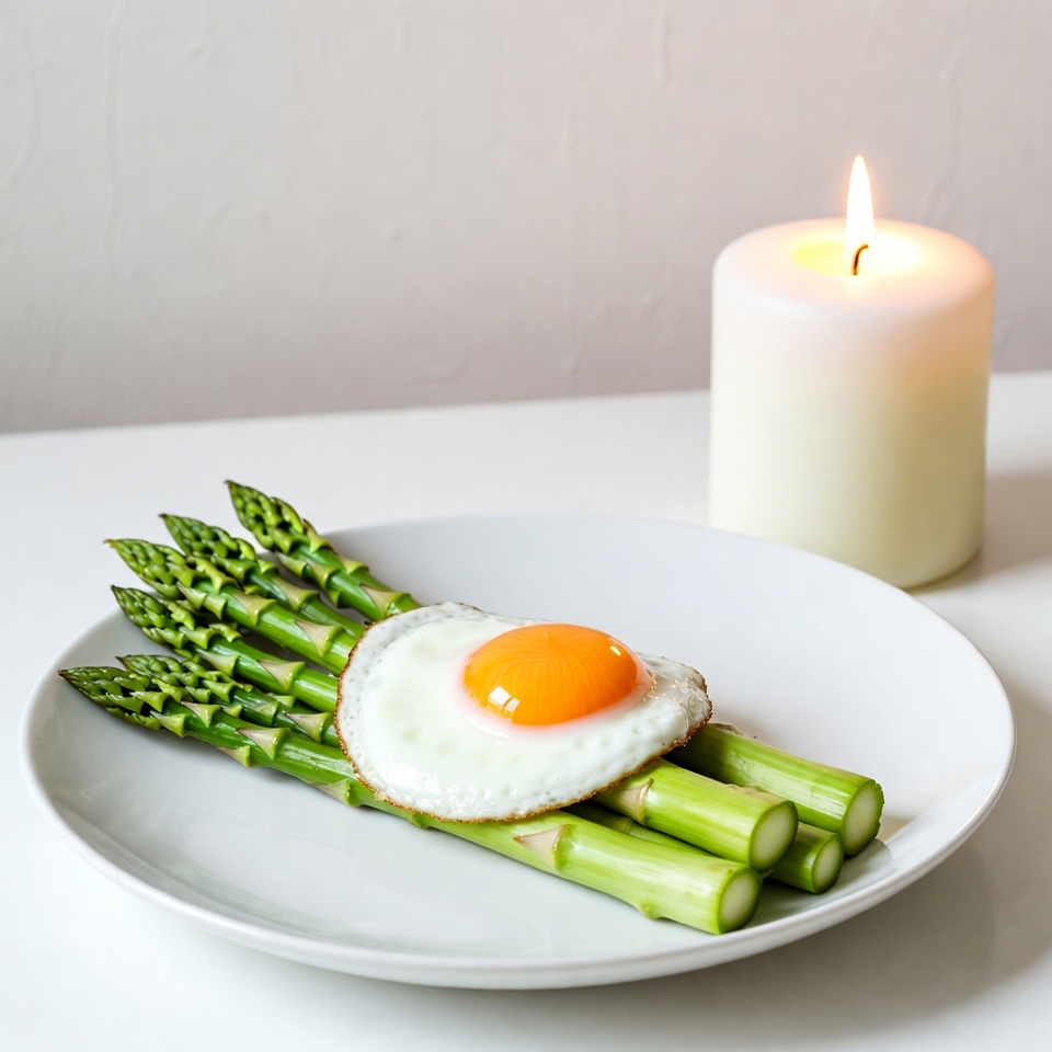 Asparagus with Fried Egg and Candle Asparagus with Fried Egg and Candle