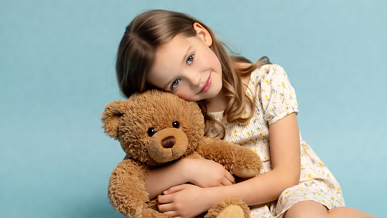 Girl hugging teddy bear Girl hugging teddy bear