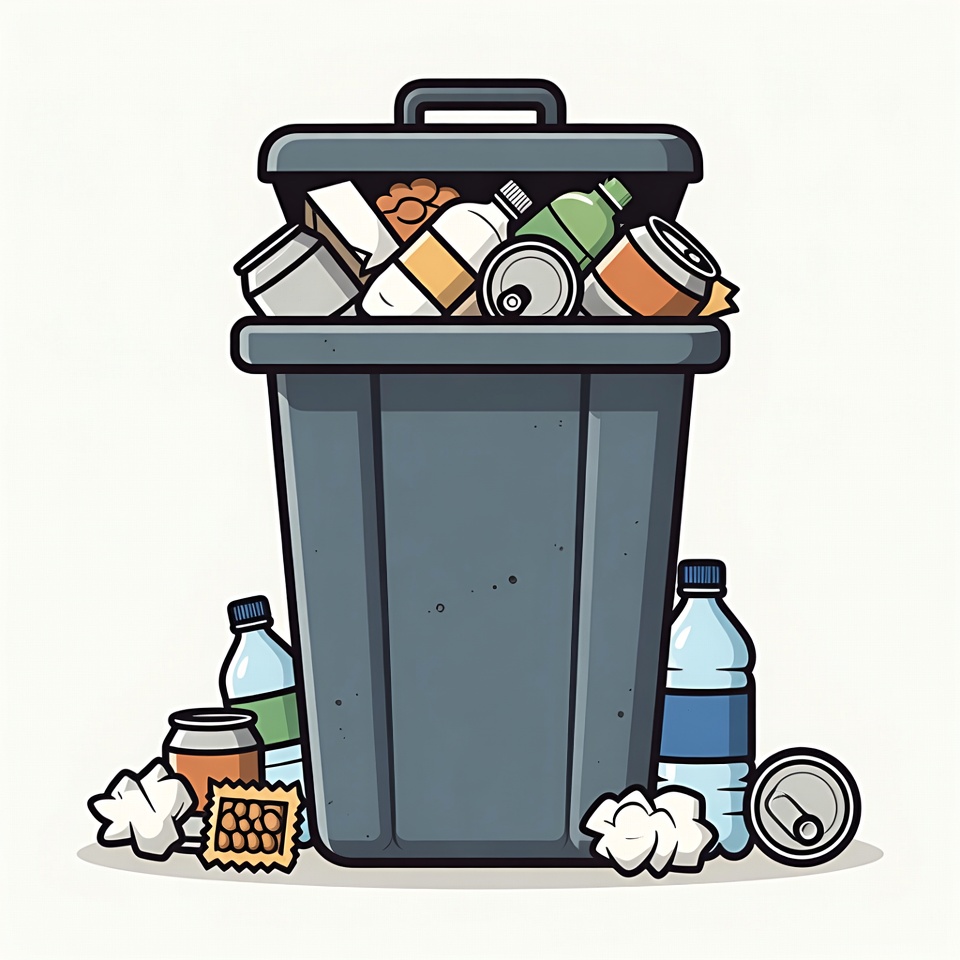 Overflowing Trash Can Illustration Overflowing Trash Can Illustration
