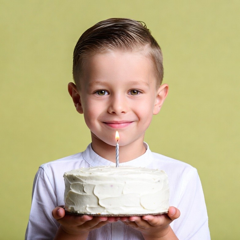 Boy holding birthday cake with candle Boy holding birthday cake with candle