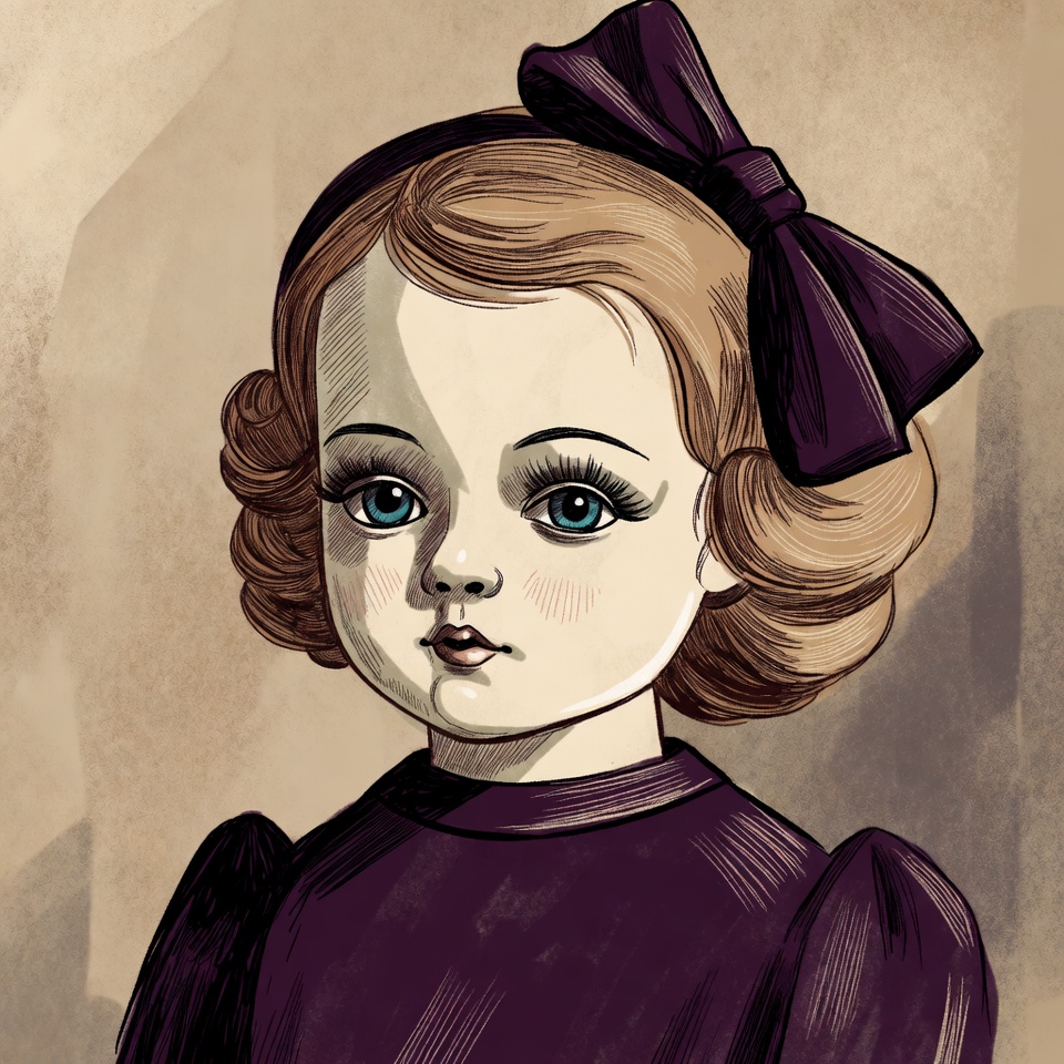 Girl with purple bow illustration Girl with purple bow illustration