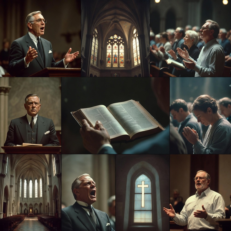 Priest preaching in church congregation Priest preaching in church congregation