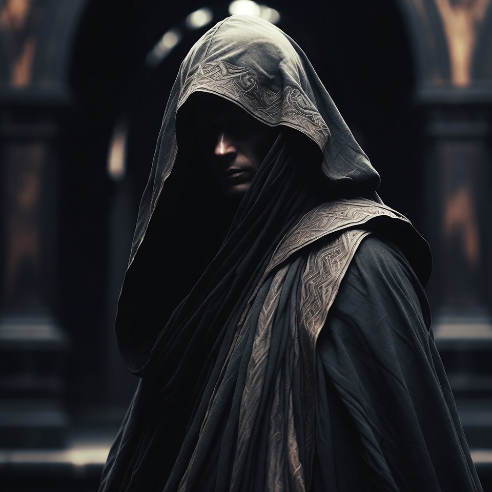 Man in hooded cloak Man in hooded cloak