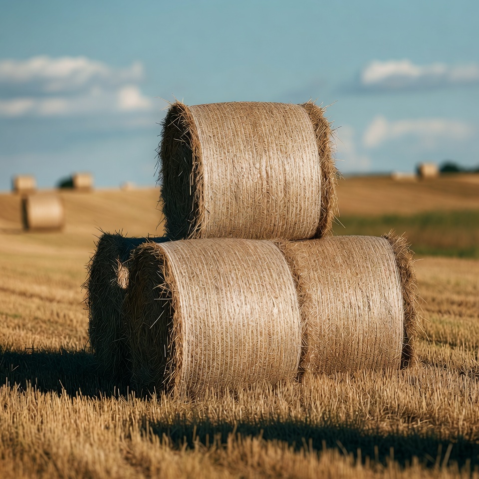 Hay bales in golden field Hay bales in golden field