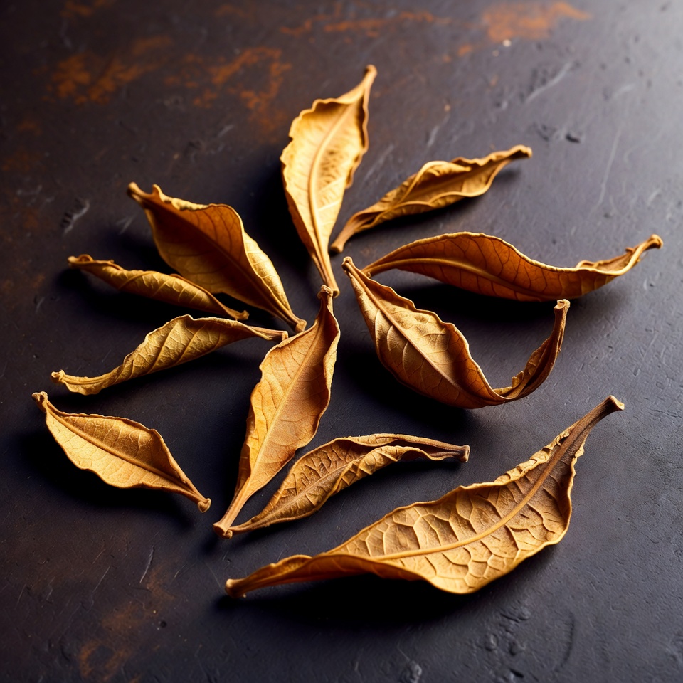 Dried autumn leaves on textured surface Dried autumn leaves on textured surface