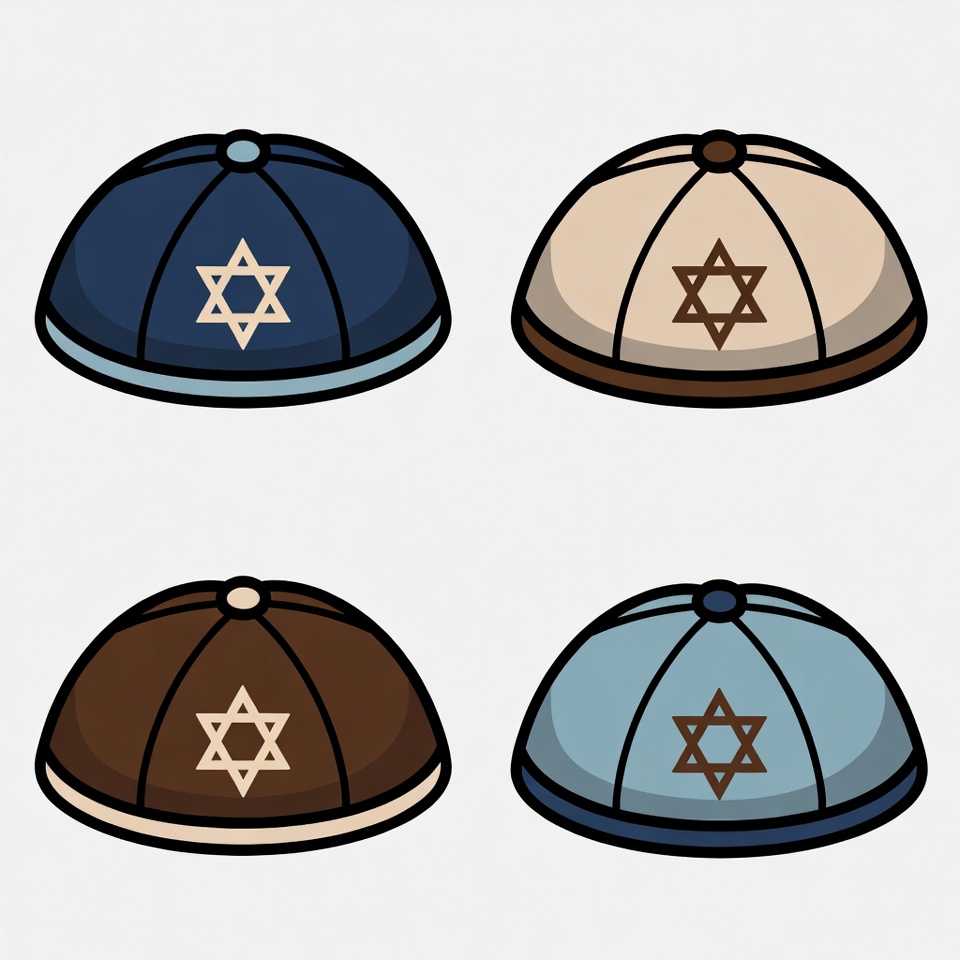 Four Kippahs with Star of David Four Kippahs with Star of David