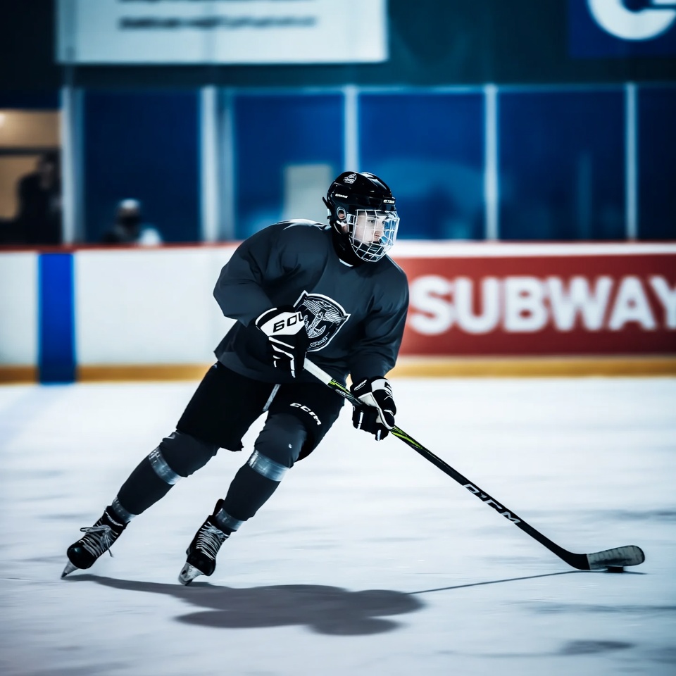 Hockey player skating with puck Hockey player skating with puck