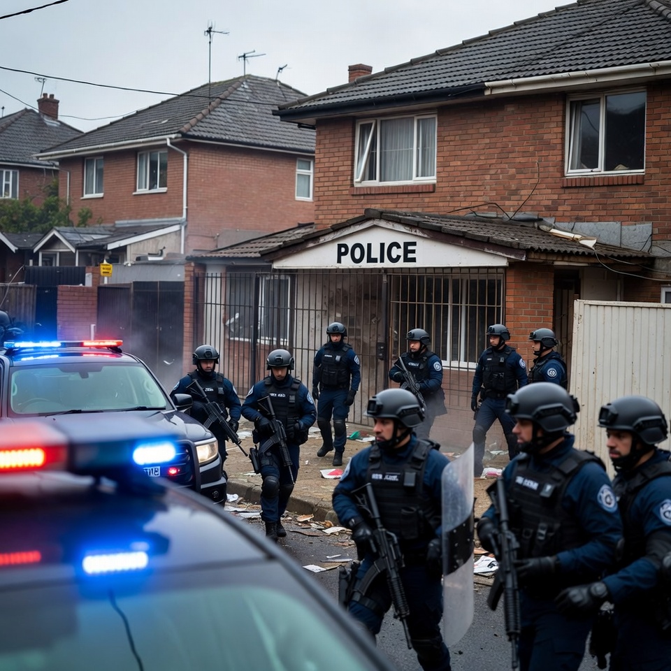 SWAT Police Raid Suburban Street SWAT Police Raid Suburban Street