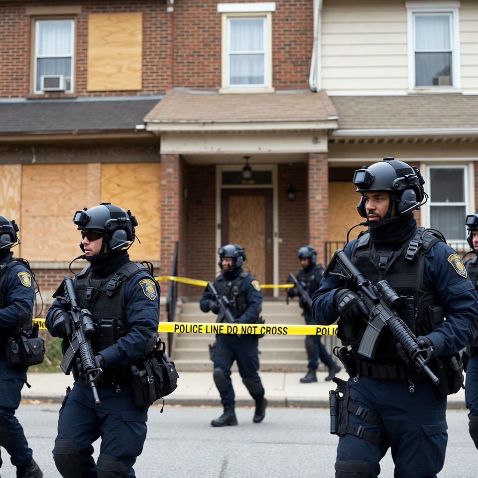 SWAT Police Officers at Crime Scene SWAT Police Officers at Crime Scene
