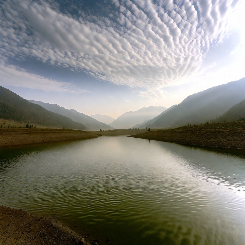 Mountain Lake with Cumulus Clouds Mountain Lake with Cumulus Clouds