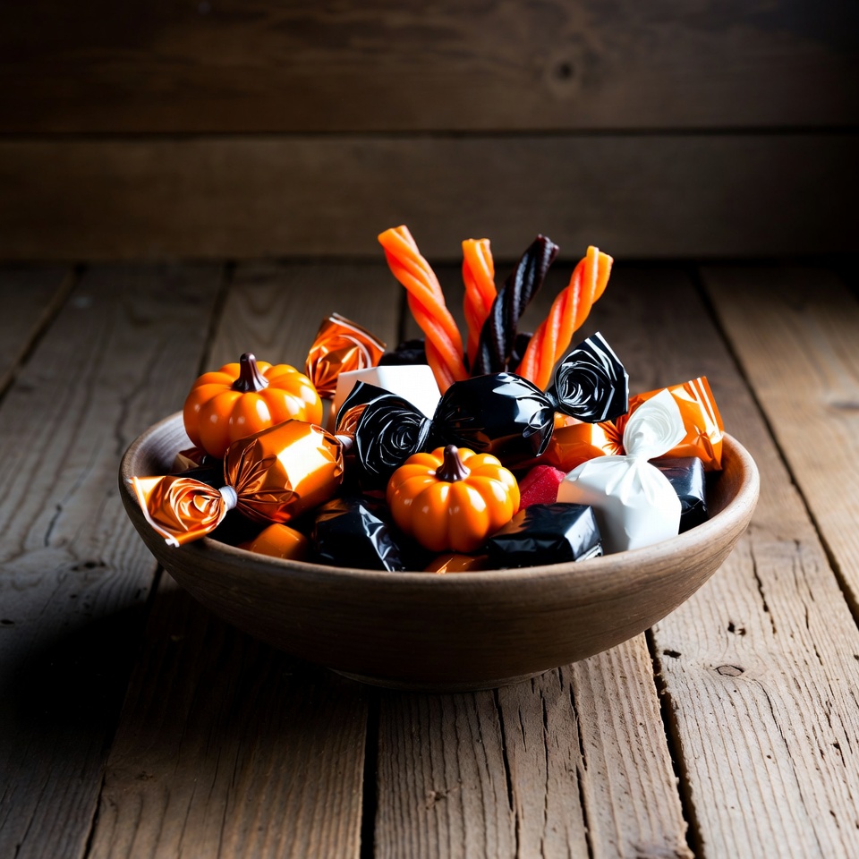 Halloween Candy Bowl with Pumpkins Halloween Candy Bowl with Pumpkins