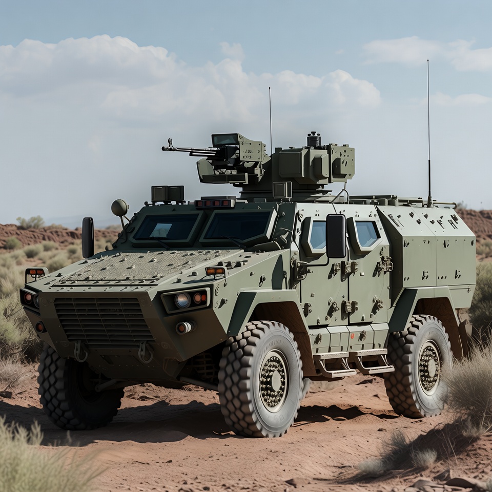Military Armored Vehicle in Desert Military Armored Vehicle in Desert