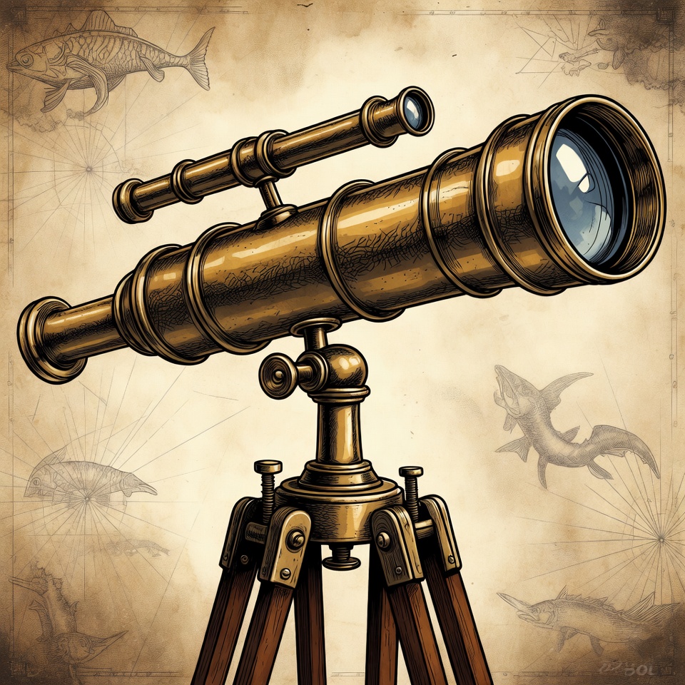 Vintage Brass Telescope on Tripod Illustration Vintage Brass Telescope on Tripod Illustration