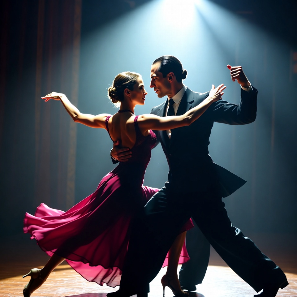 Passionate Tango Dance Couple Spotlight Passionate Tango Dance Couple Spotlight