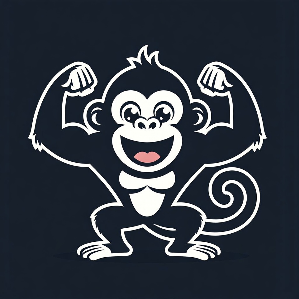 Muscular monkey flexing arms Muscular monkey flexing arms
