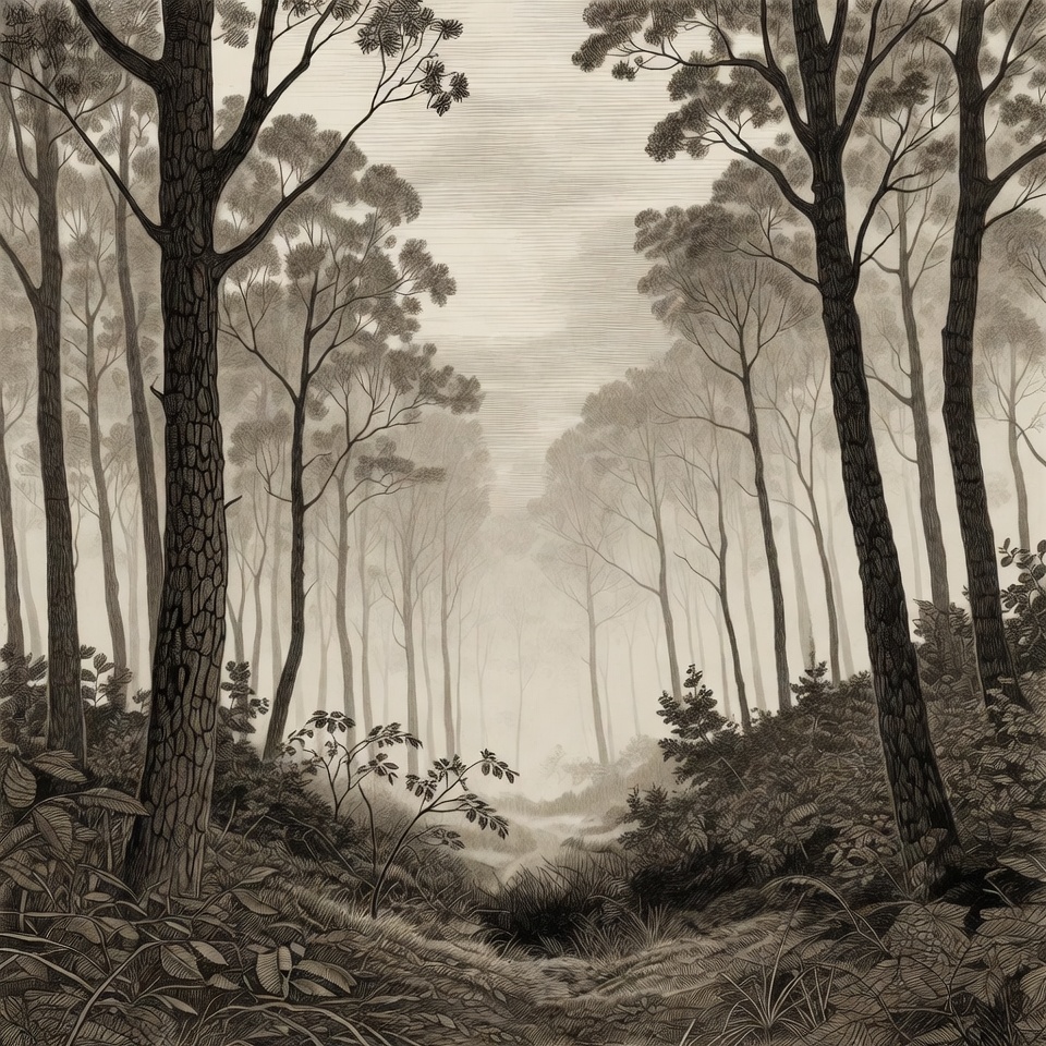 Misty Eucalyptus Forest Path Misty Eucalyptus Forest Path