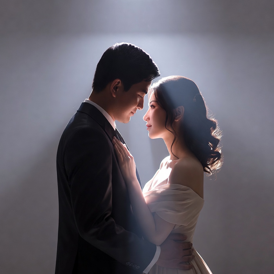 Asian couple gazing lovingly Asian couple gazing lovingly