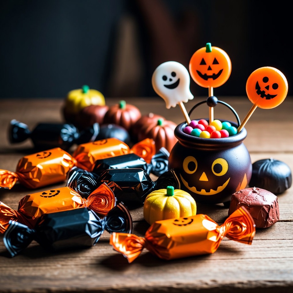 Halloween Candy in Witch Cauldron Halloween Candy in Witch Cauldron